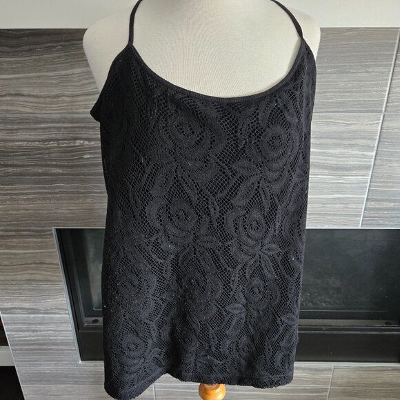 Warehouse One Plus Size Black Lace Crochet Cami Tank Top Camisole XXL - Picture 1 of 3